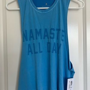 ***SOLD****Spiritual Gangster Tank Top Medium Blue Namaste All Day Muscle Tee